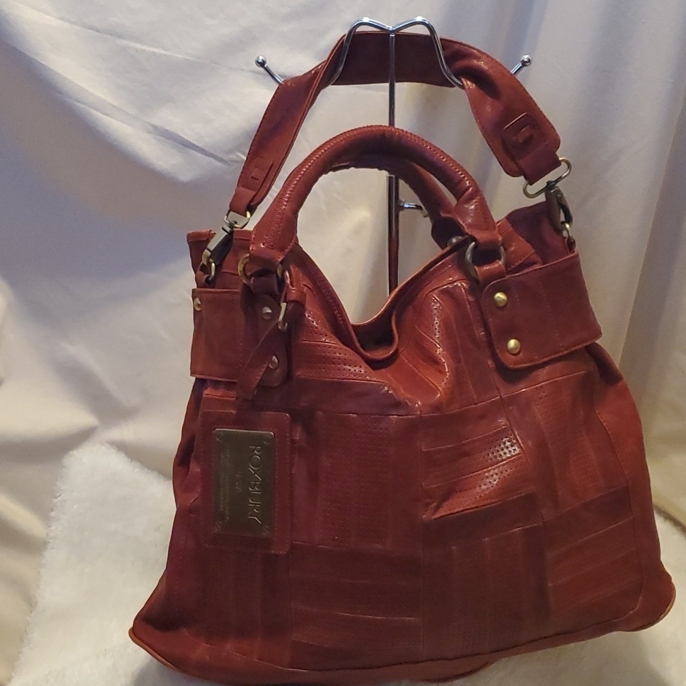 Roxbury Patchwork Leather Red Satchel